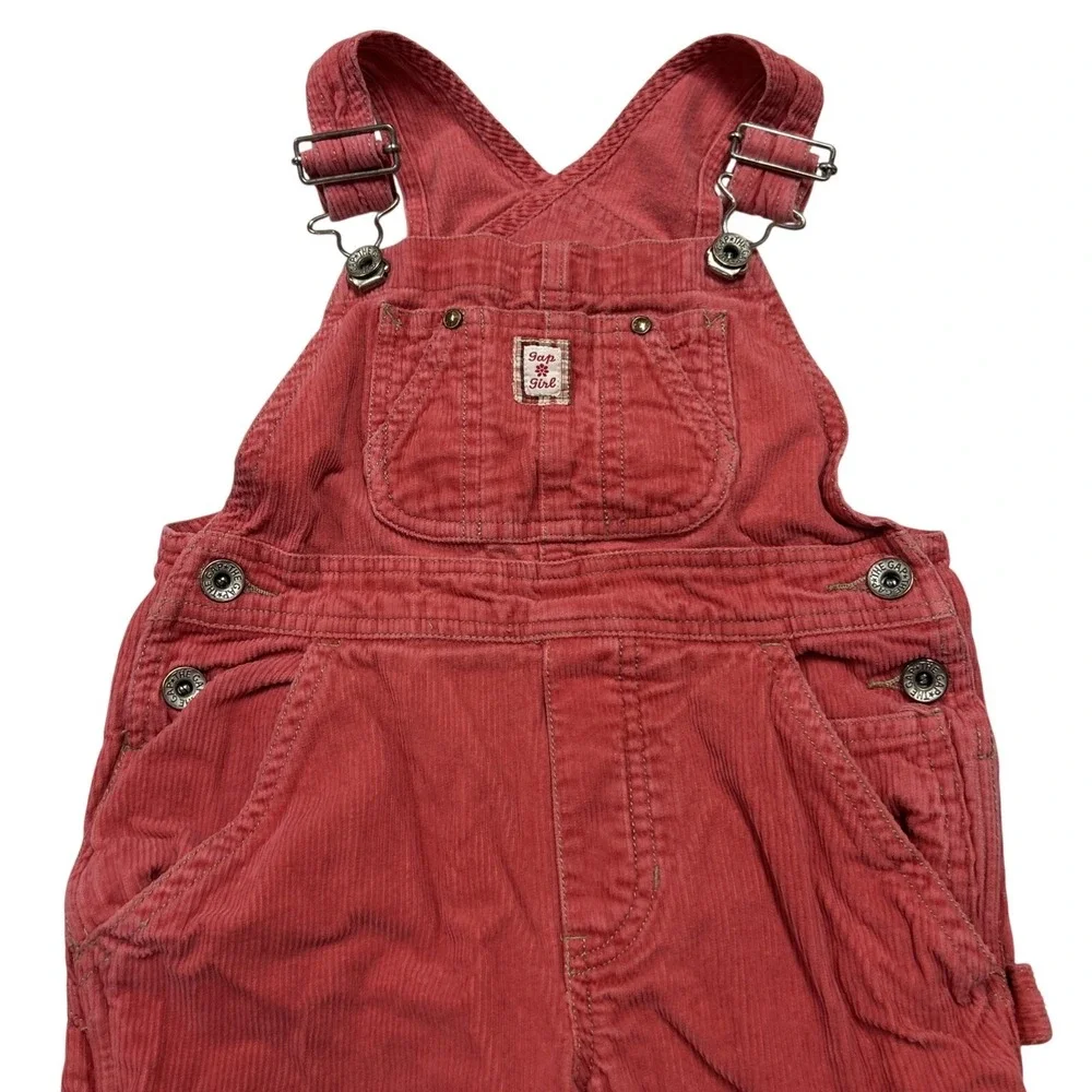 Gap Girl 2XS (4-5Y) Red Bib Overalls Vintage VTG Corduroy Fall Preppy